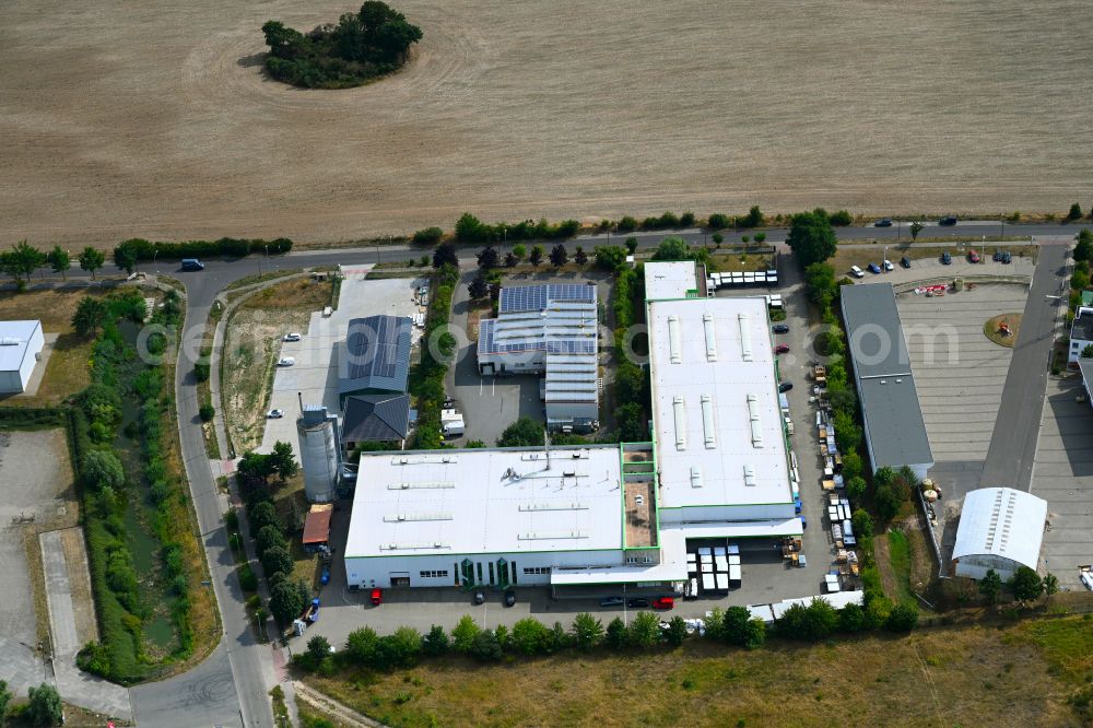 Aerial image Neuruppin - Industrial estate and company settlement Gewerbepark Sued in Neuruppin in the state Brandenburg, Germany