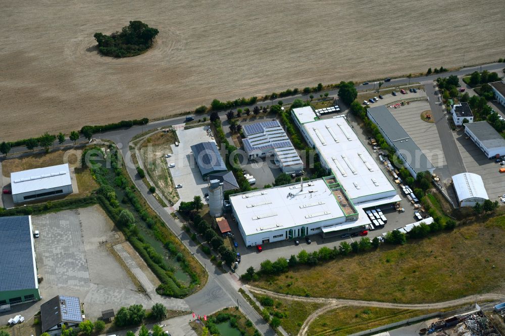 Aerial photograph Neuruppin - Industrial estate and company settlement Gewerbepark Sued in Neuruppin in the state Brandenburg, Germany