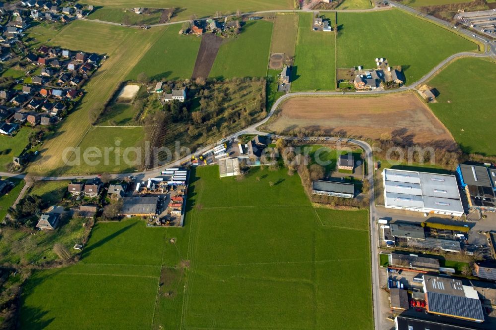 Emmerich am Rhein from the bird's eye view: Industrial estate and company settlement Gewerbepark Weseler Strasse in Emmerich am Rhein in the state North Rhine-Westphalia