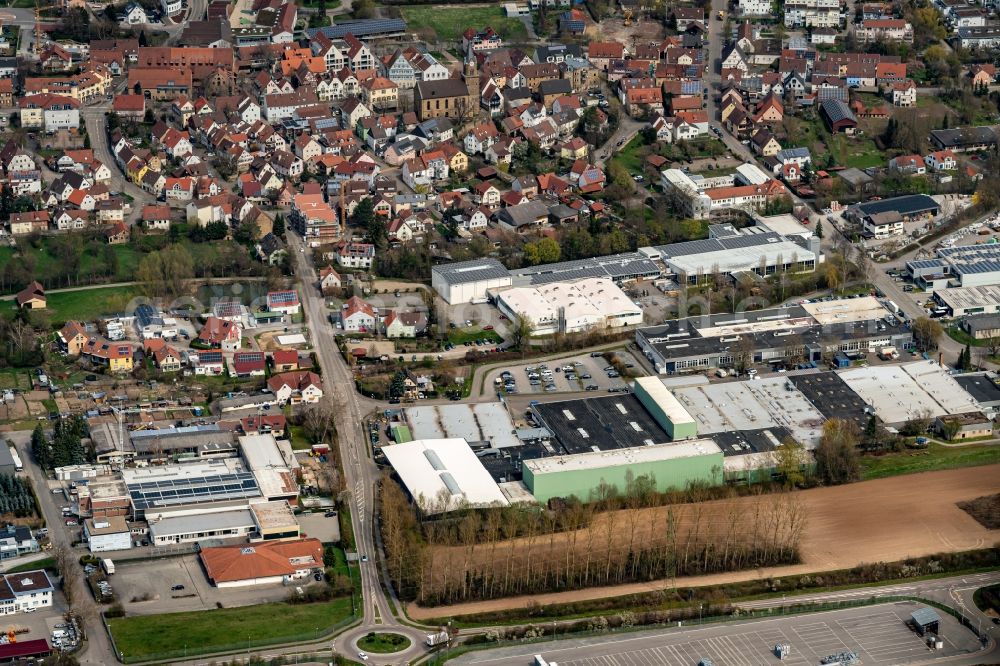 Aerial image Güglingen - Industrial estate and company settlement in Gueglingen in the state Baden-Wuerttemberg, Germany