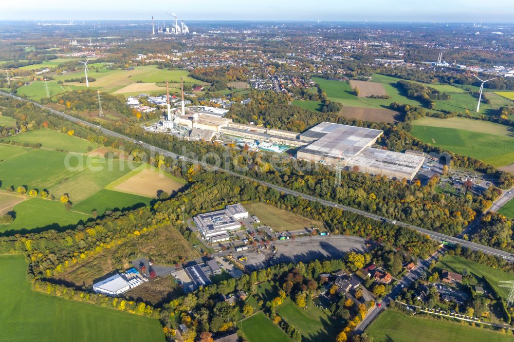 Aerial image Gladbeck - Industrial estate and company settlement on street Heinrich-Hertz-Strasse in Gladbeck at Ruhrgebiet in the state North Rhine-Westphalia, Germany