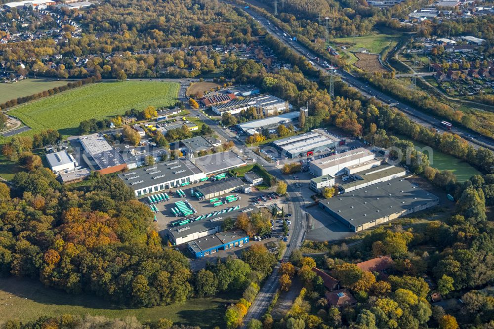 Aerial photograph Gladbeck - Industrial estate and company settlement on street Hornstrasse in Gladbeck at Ruhrgebiet in the state North Rhine-Westphalia, Germany