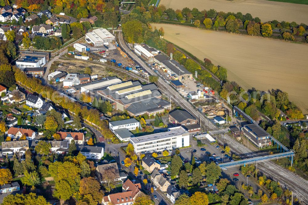 Gladbeck from above - Industrial estate and company settlement on street Talstrasse in Gladbeck at Ruhrgebiet in the state North Rhine-Westphalia, Germany