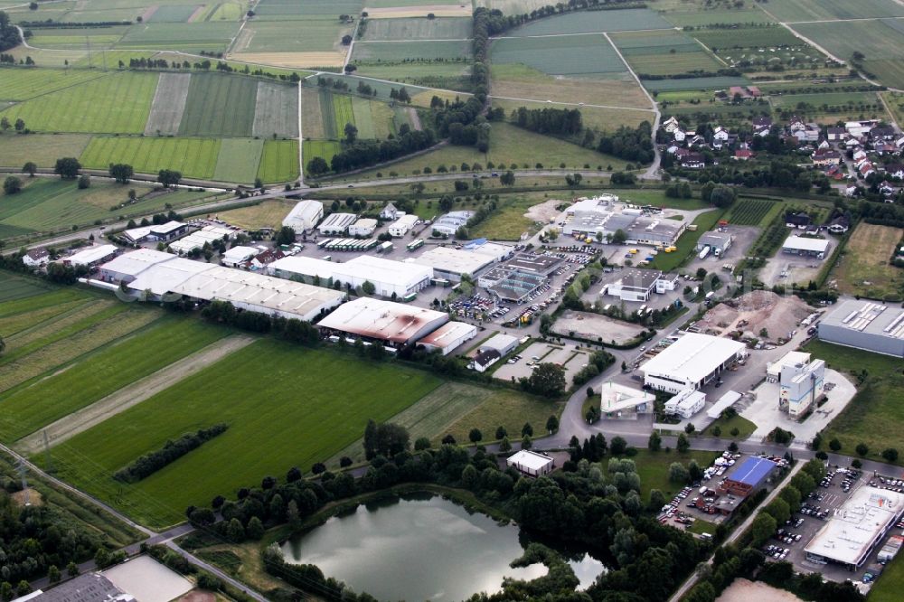 Aerial image Bühl - Industrial estate and company settlement der GMT Gummi-Metall-Technik GmbH in the district Vimbuch in Buehl in the state Baden-Wuerttemberg