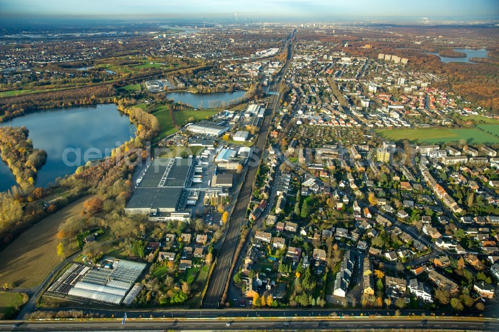 Duisburg from above - Industrial estate and company settlement Grossenbaum-Sued in the district Grossenbaum in Duisburg in the state North Rhine-Westphalia