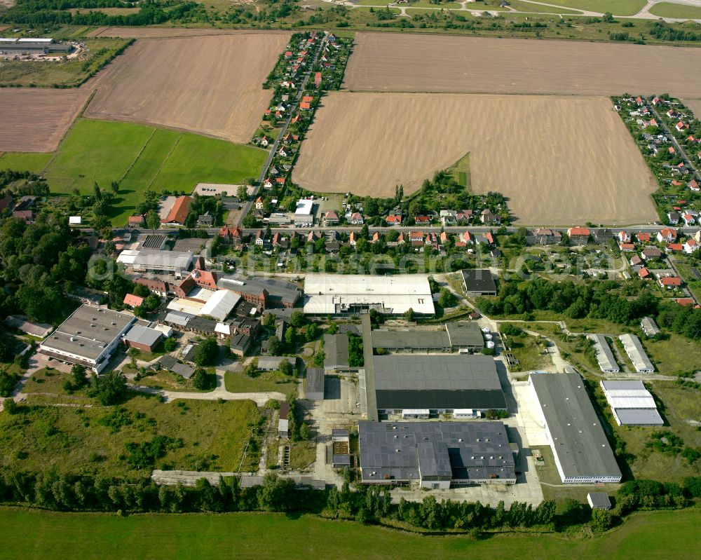 Großenhain from above - Industrial estate and company settlement in Großenhain in the state Saxony, Germany