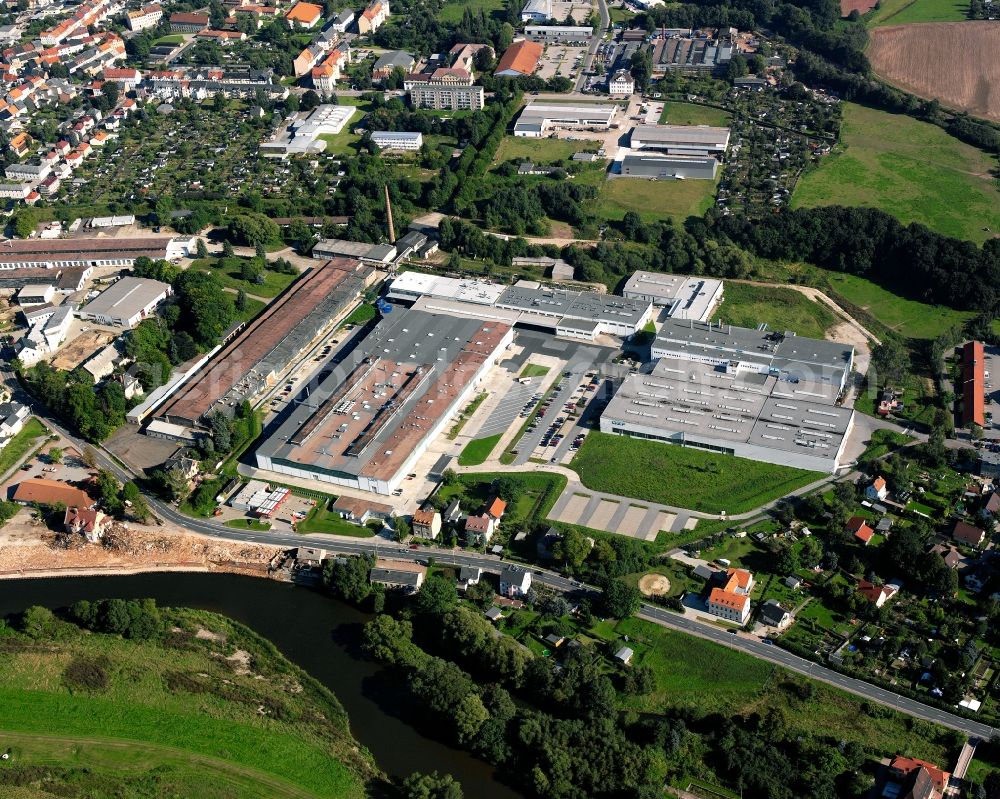 Aerial image Gunnersdorf - Industrial estate and company settlement in Gunnersdorf in the state Saxony, Germany