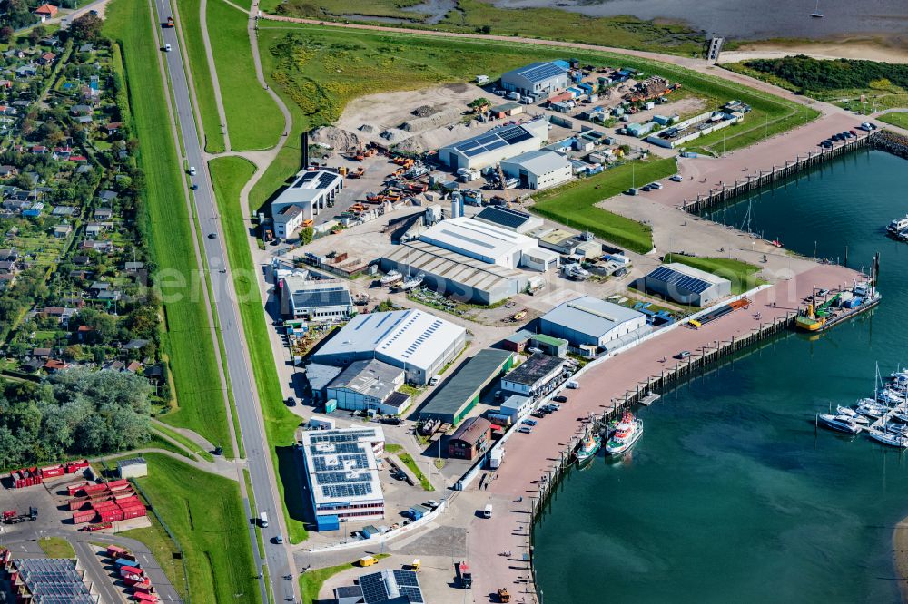 Aerial photograph Norderney - Industrial estate and company settlement at the harbor in Norderney in the state Lower Saxony, Germany