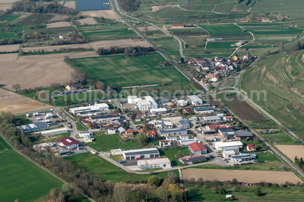 Vogtsburg im Kaiserstuhl from the bird's eye view: Industrial estate and company settlement Auf of Haid in Vogtsburg im Kaiserstuhl in the state Baden-Wuerttemberg, Germany