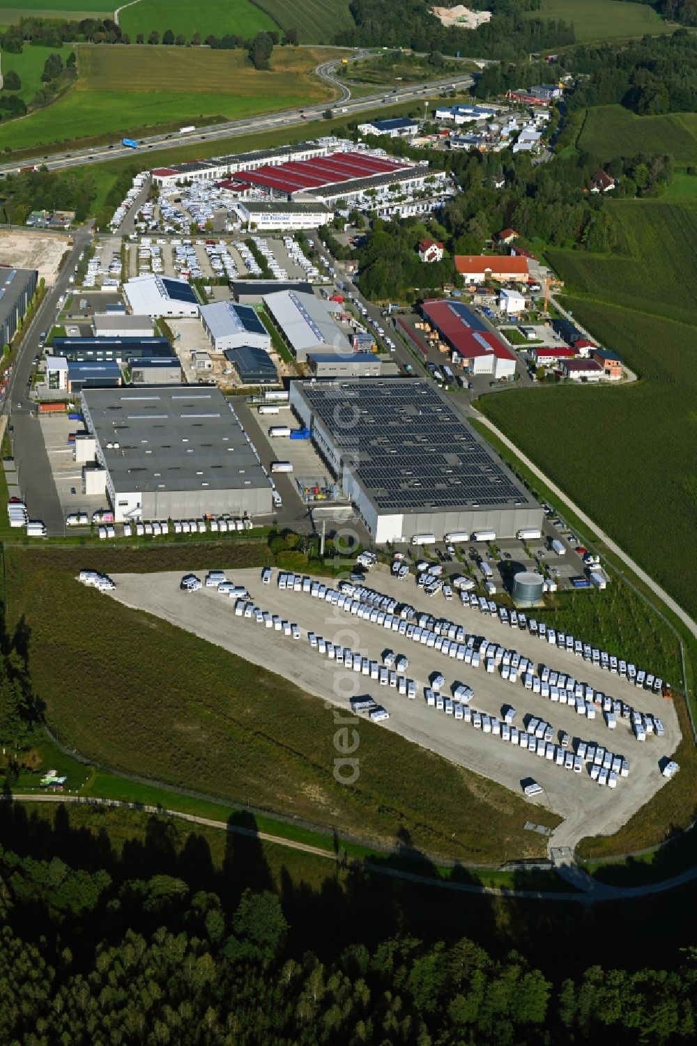 Aerial image Haidhof - Industrial estate and company settlement in Haidhof in the state Bavaria, Germany