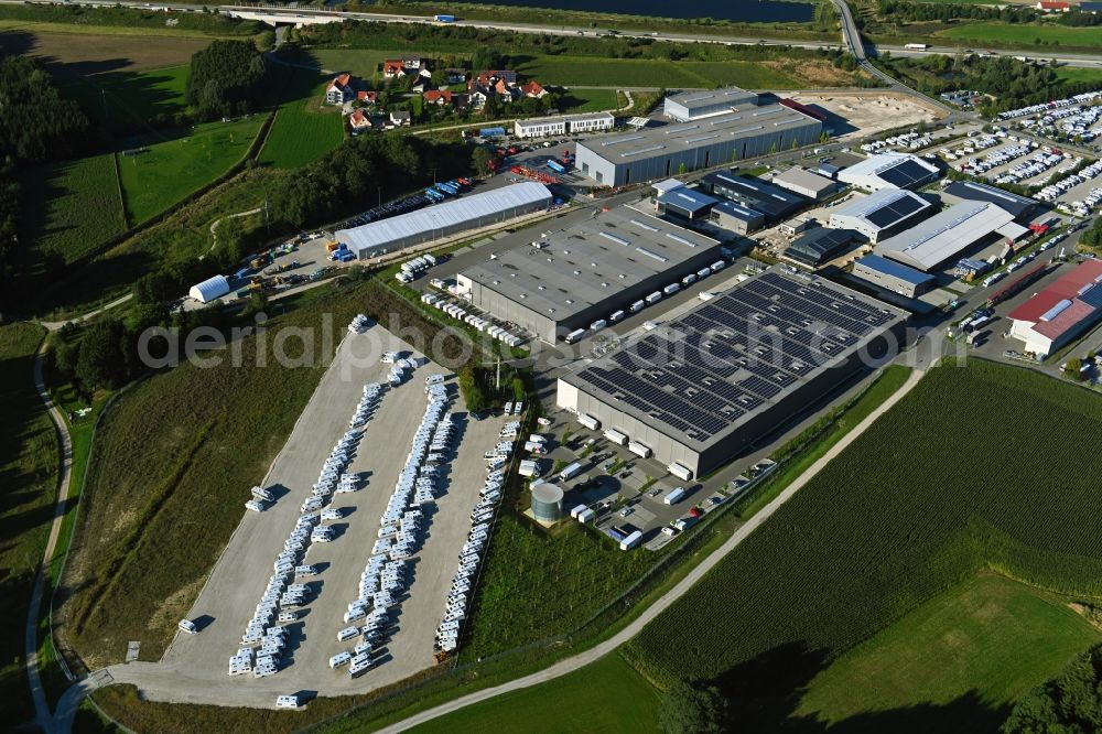 Haidhof from above - Industrial estate and company settlement in Haidhof in the state Bavaria, Germany