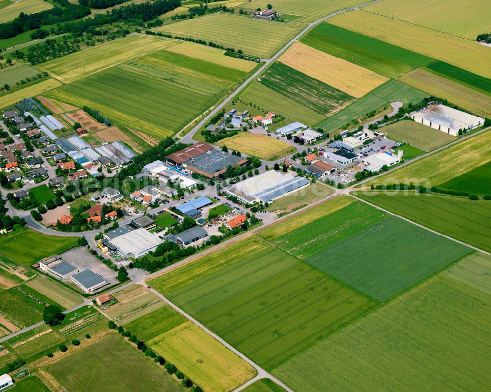 Hailfingen from the bird's eye view: Industrial estate and company settlement in Hailfingen in the state Baden-Wuerttemberg, Germany