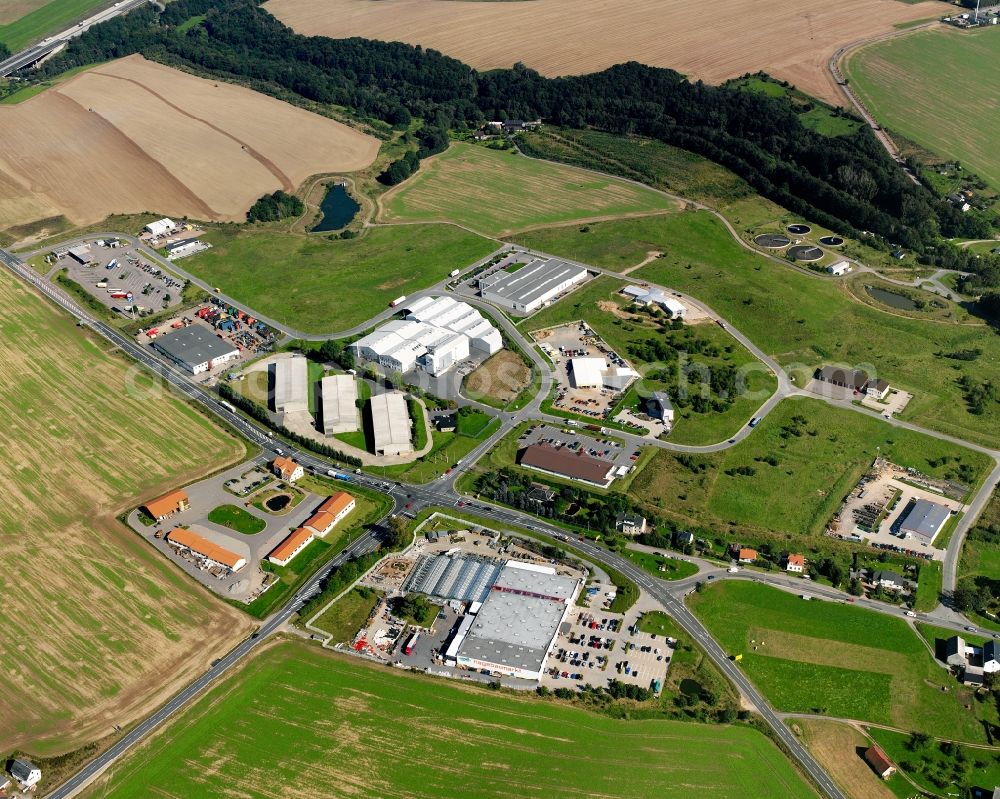 Aerial image Hainichen - Industrial estate and company settlement in Hainichen in the state Saxony, Germany