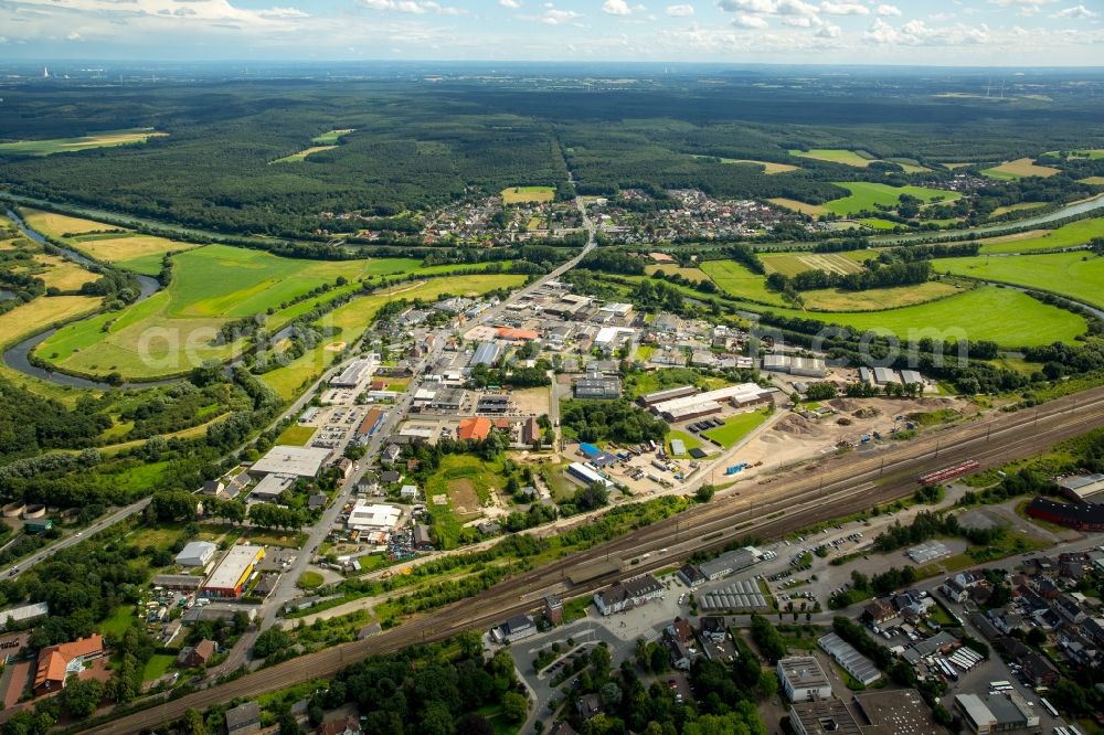 Aerial image Haltern am See - Commercial area and business establishment owners South on the lip in Haltern am See in the state of North Rhine-Westphalia