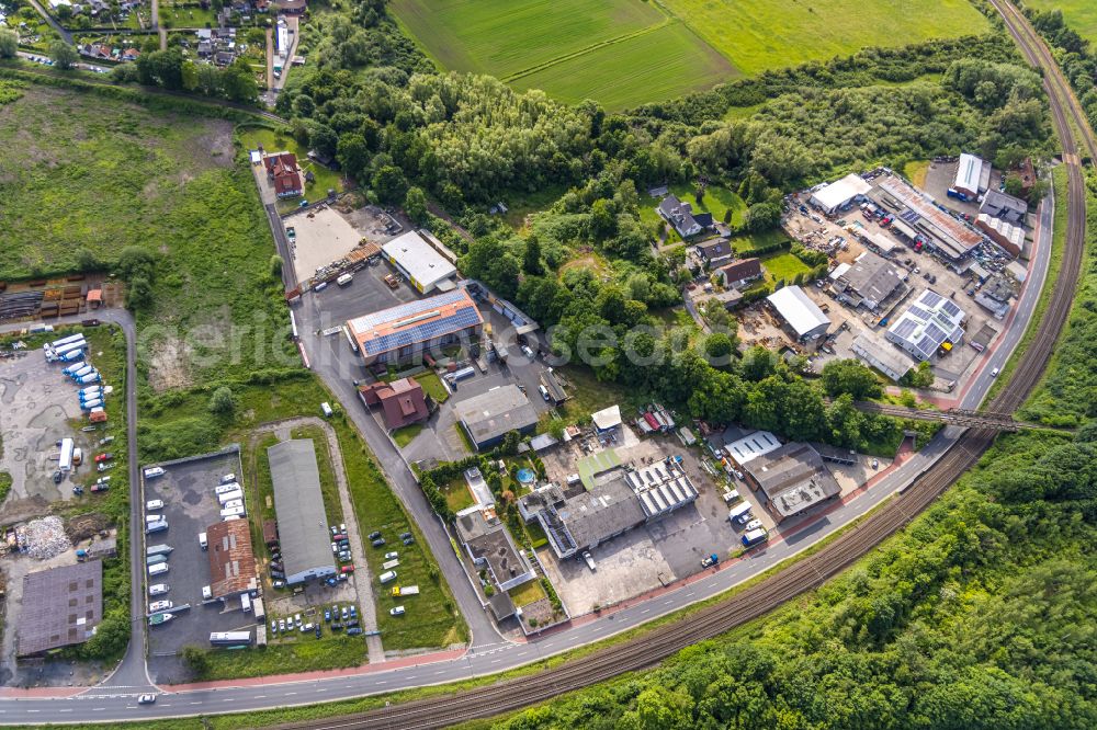 Aerial photograph Hamm - Industrial estate and company settlement on street Oestingstrasse in the district Lohauserholz in Hamm at Ruhrgebiet in the state North Rhine-Westphalia, Germany