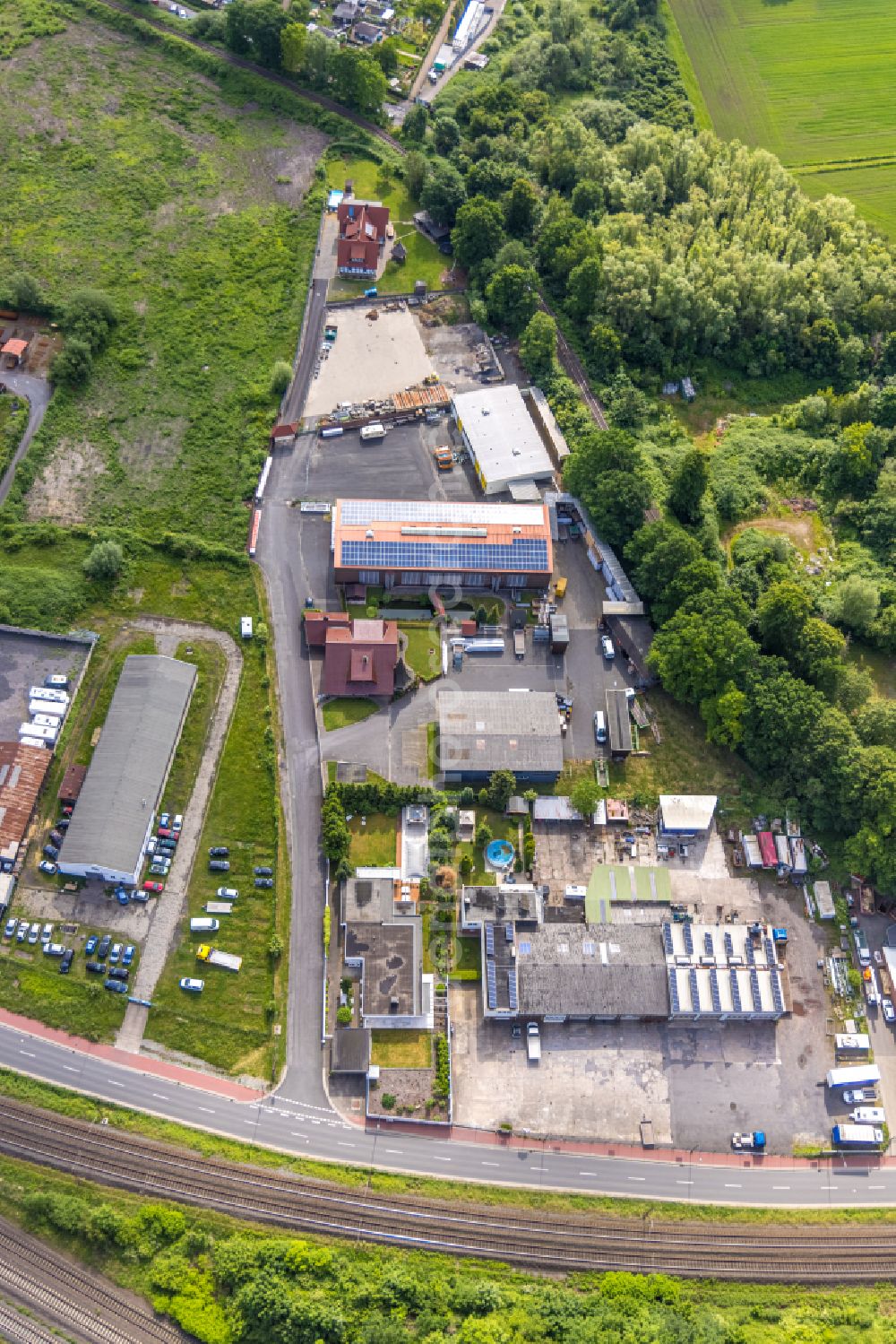 Hamm from above - Industrial estate and company settlement on street Oestingstrasse in the district Lohauserholz in Hamm at Ruhrgebiet in the state North Rhine-Westphalia, Germany