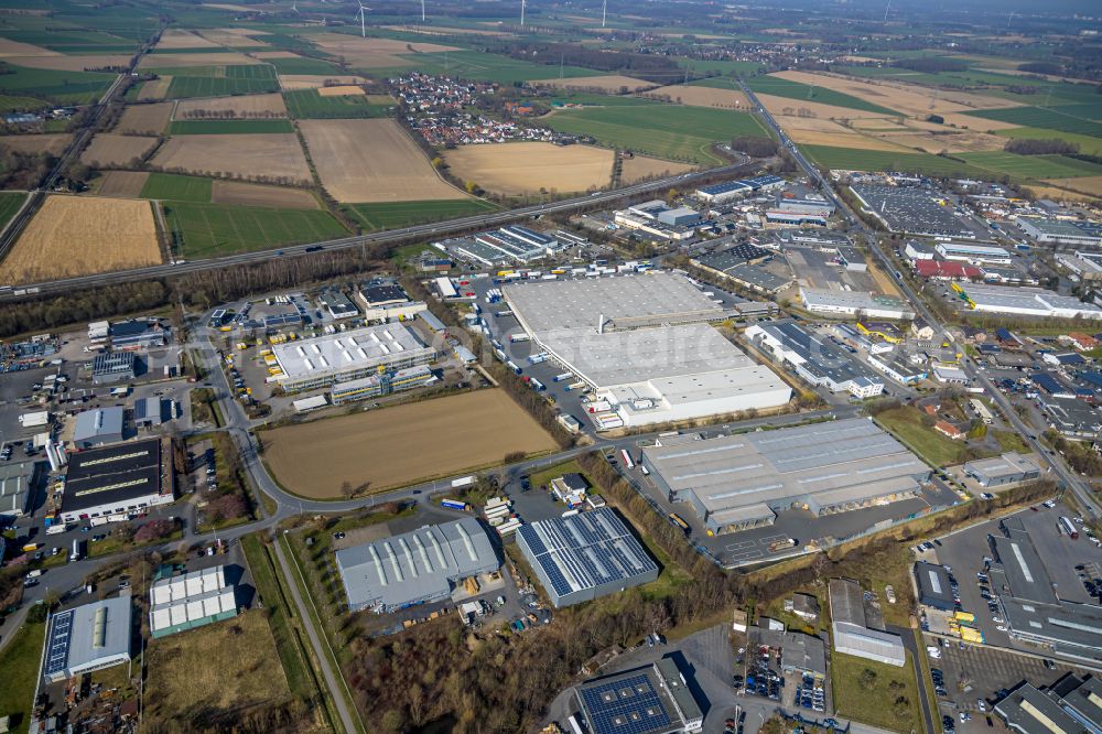 Aerial image Werl - Industrial estate and company settlement along the Hammer Strasse in Werl in the state North Rhine-Westphalia, Germany