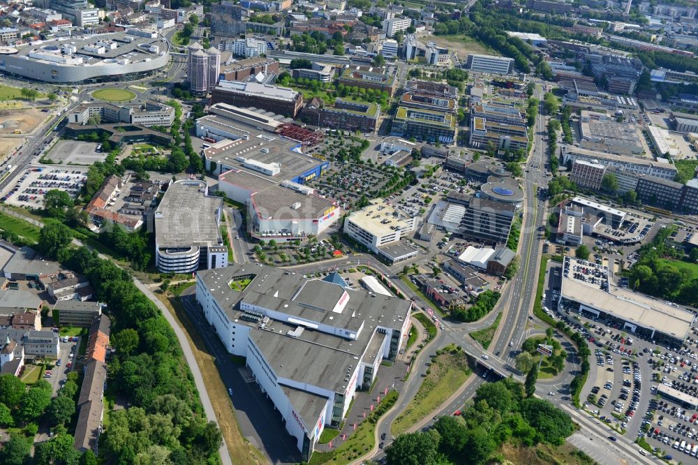 Essen from above - Commercial area at the Hans Boeckler street in Essen, North Rhine-Westphalia