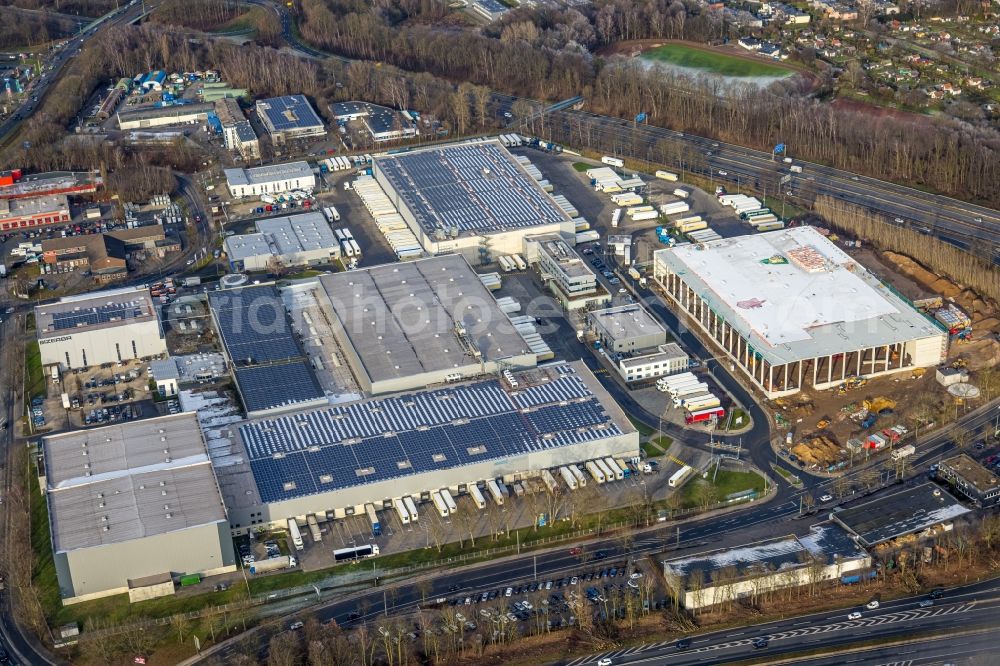 Bochum from the bird's eye view: Industrial area and company settlement in the industrial area Harpener Feld Ost in the district Harpen in Bochum in the Ruhr area in the state North Rhine-Westphalia, Germany