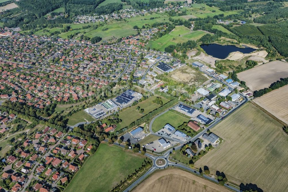 Aerial image Harsefeld - Industrial park and company settlement in Harsefeld in the state Lower Saxony, Germany