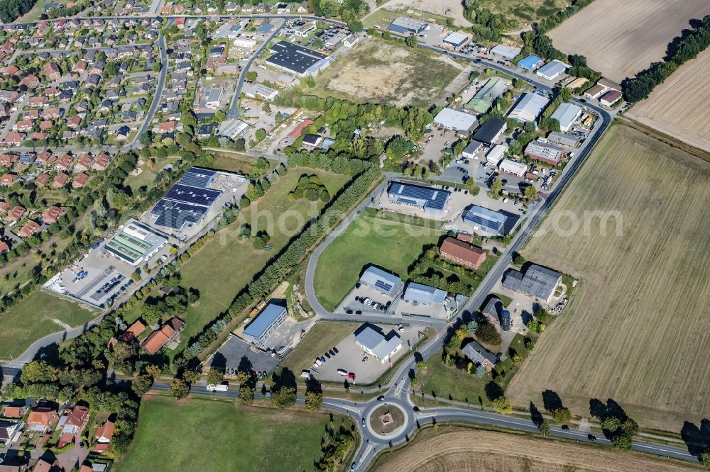 Aerial photograph Harsefeld - Industrial park and company settlement in Harsefeld in the state Lower Saxony, Germany