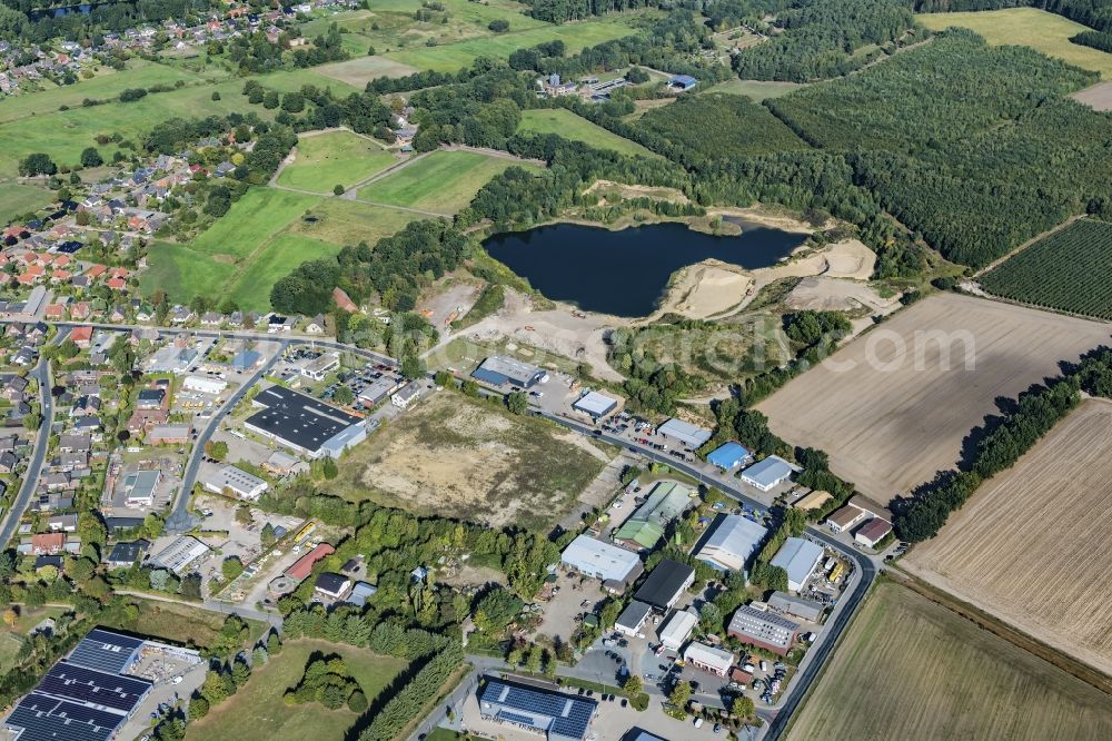 Harsefeld from above - Industrial park and company settlement in Harsefeld in the state Lower Saxony, Germany