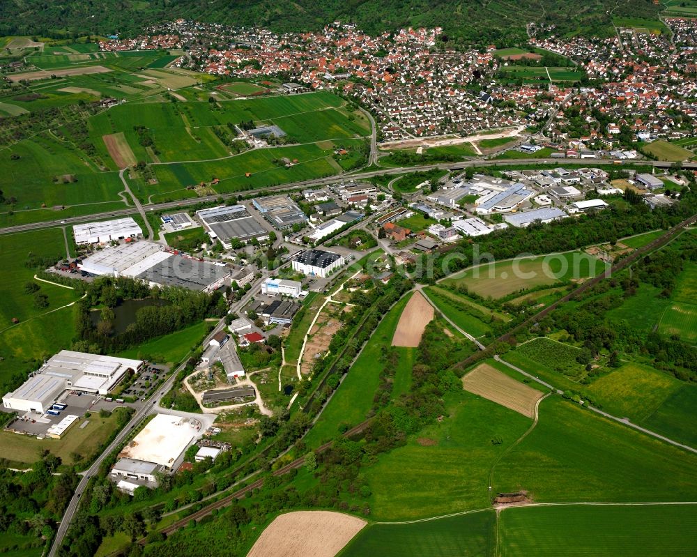 Aerial image Haubersbronn - Industrial estate and company settlement in Haubersbronn in the state Baden-Wuerttemberg, Germany