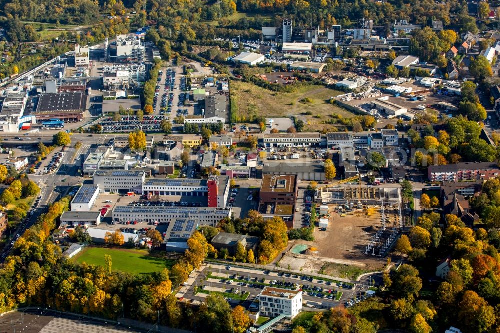 Aerial photograph Essen - Industrial estate and main fire station in Essen in the state of North Rhine-Westphalia