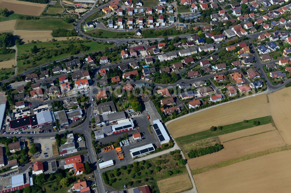 Höchberg from above - Industrial estate and company settlement in Höchberg in the state Bavaria, Germany