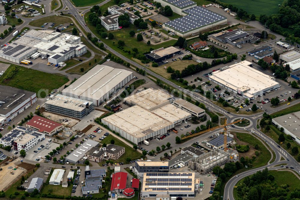 Aerial image Hechingen - Industrial estate and company settlement on street Lotzenaecker in Hechingen in the state Baden-Wuerttemberg, Germany