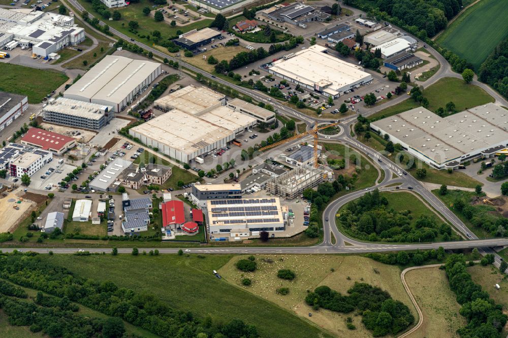 Aerial photograph Hechingen - Industrial estate and company settlement on street Lotzenaecker in Hechingen in the state Baden-Wuerttemberg, Germany