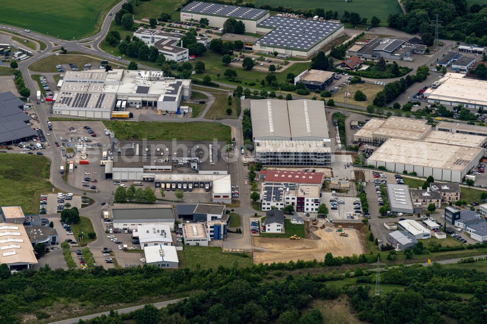 Aerial image Hechingen - Industrial estate and company settlement on street Lotzenaecker in Hechingen in the state Baden-Wuerttemberg, Germany