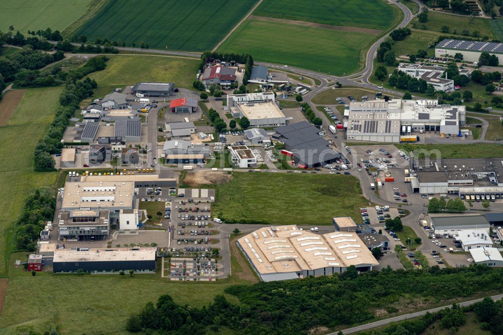 Aerial photograph Hechingen - Industrial estate and company settlement on street Lotzenaecker in Hechingen in the state Baden-Wuerttemberg, Germany