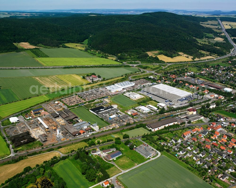 Aerial image Hedemünden - Industrial estate and company settlement in Hedemünden in the state Lower Saxony, Germany