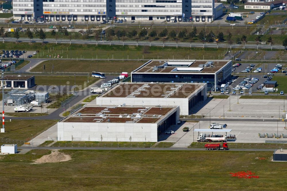 Schönefeld from above - Industrial estate and company settlement on Heinrich-Focke-Allee in Schoenefeld in the state Brandenburg, Germany