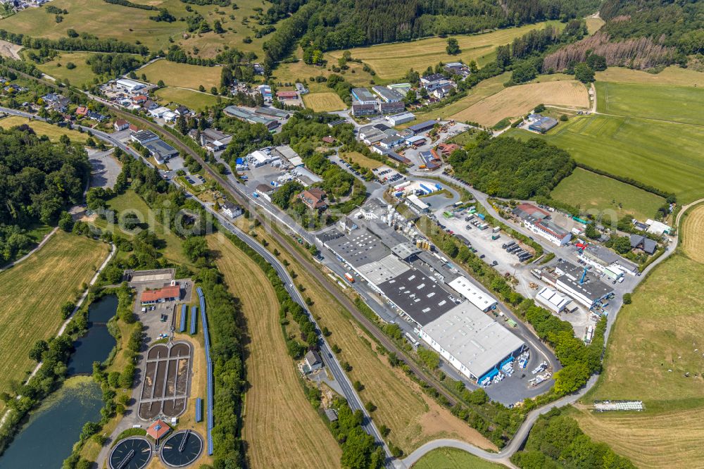 Aerial image Helle - Industrial estate and company settlement on street Auf dem Werenfelde in Helle in the state North Rhine-Westphalia, Germany