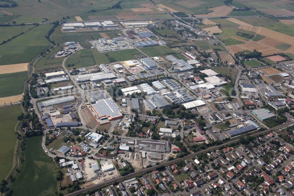 Herbolzheim from the bird's eye view: Industrial estate and company settlement in Herbolzheim in the state Baden-Wuerttemberg