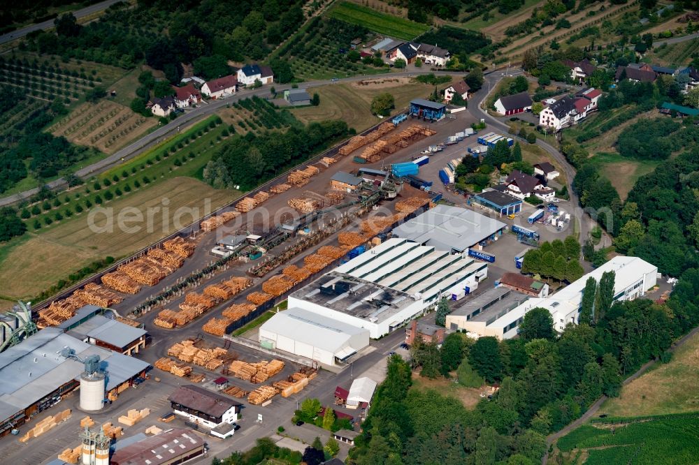 Aerial image Achern - Industrial estate and company settlement Hermann Keller Holz in Achern in the state Baden-Wurttemberg, Germany