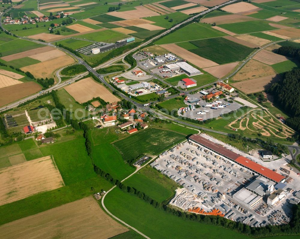 Aerial photograph Hilpertsweiler - Industrial estate and company settlement in Hilpertsweiler in the state Bavaria, Germany