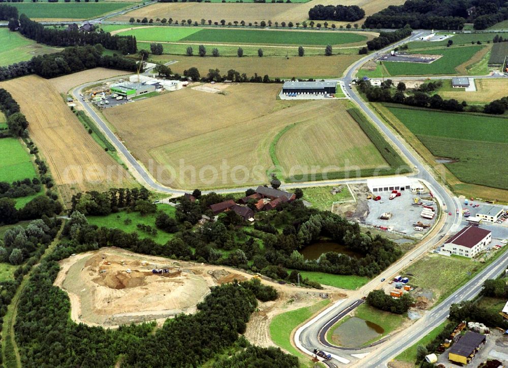 Moers from above - Industrial estate and company settlement Huelsdonk in Moers in the state North Rhine-Westphalia