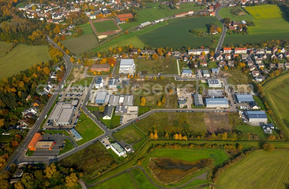 Aerial photograph Hamm - Industrial estate and company settlement in autumnal Hamm in the state of North Rhine-Westphalia