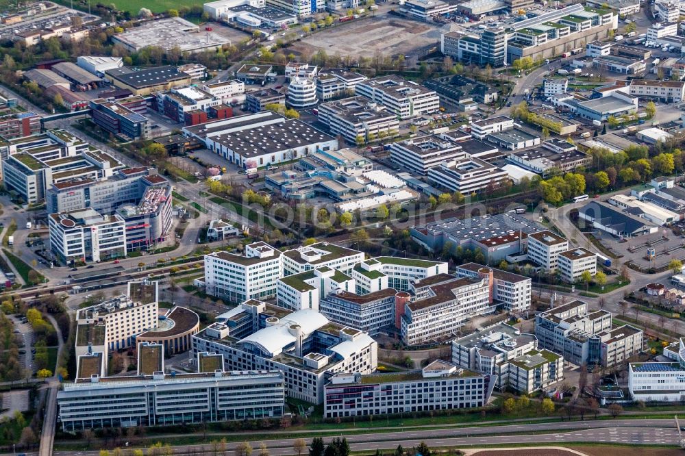 Aerial image Stuttgart - Industrial estate and company settlement with Holiday Inn Stuttgart and VPV Versicherungen in Stuttgart in the state Baden-Wurttemberg, Germany