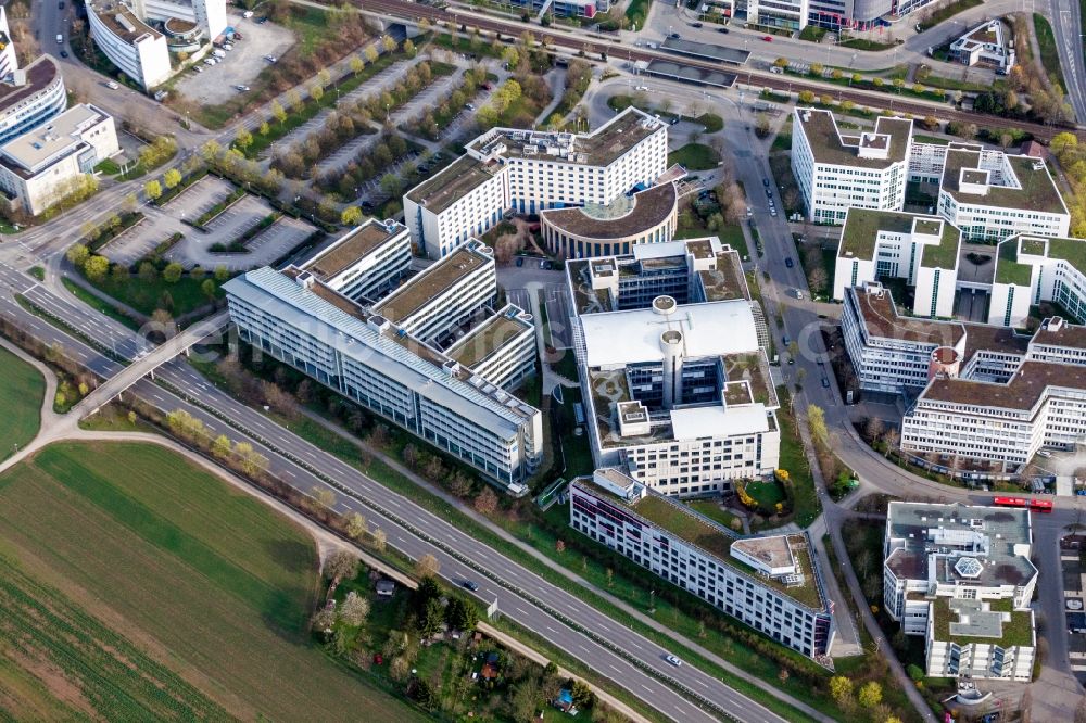 Aerial image Weilimdorf - Industrial estate and company settlement with Holiday Inn Stuttgart and VPV Versicherungen in Stuttgart in the state Baden-Wurttemberg, Germany