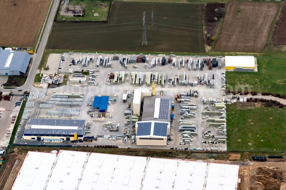 Herbolzheim from above - Industrial estate and company settlement Holzmattenstrasse in Herbolzheim in the state Baden-Wuerttemberg, Germany