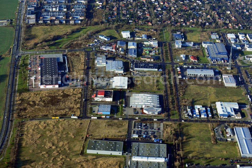 Hoppegarten from the bird's eye view: View of the industrial estate Hoppegarten in the state of Brandenburg