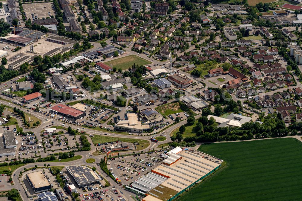 Aerial image Horb am Neckar - Industrial estate and company settlement on street Hahnerstrasse in Horb am Neckar in the state Baden-Wuerttemberg, Germany