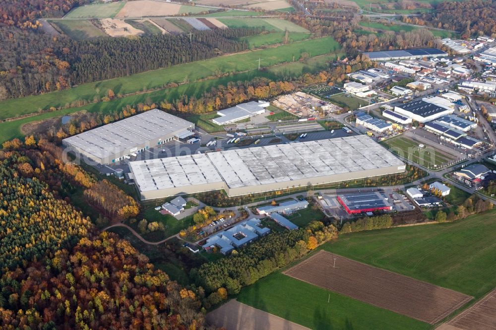 Aerial photograph Kandel - Industrial estate and company settlement Horst with Friedrich Zufall GmbH & Co. KG Internationale Spedition in the district Minderslachen in Kandel in the state Rhineland-Palatinate, Germany