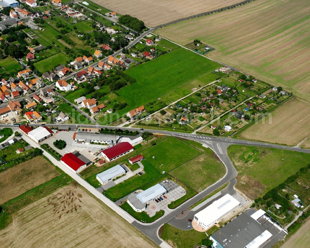 Hüpstedt from above - Industrial estate and company settlement in Hüpstedt in the state Thuringia, Germany