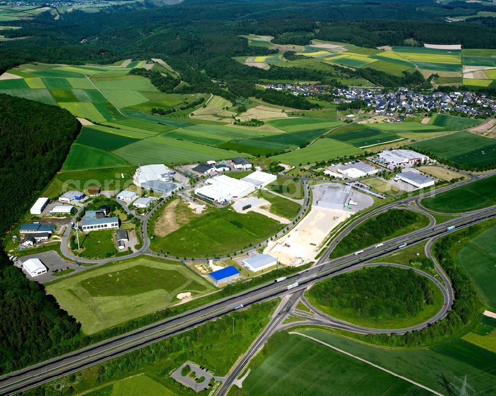 Industriepark from above - Industrial estate and company settlement in Industriepark in the state Rhineland-Palatinate, Germany