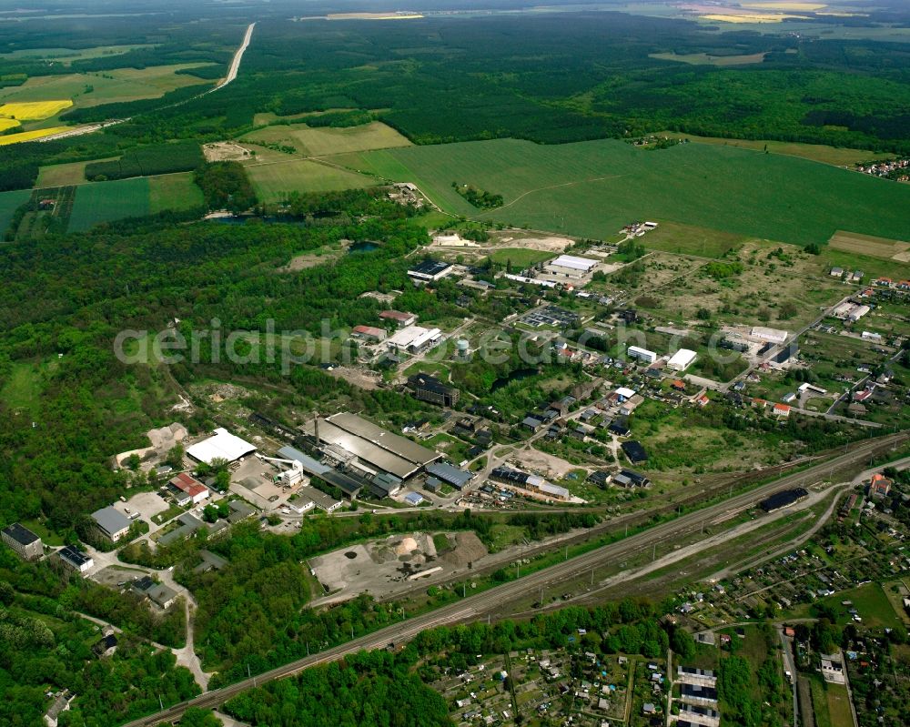 Aerial image Coswig (Anhalt) - Industrial estate and company settlement on Industriestrasse in the district Serno in Coswig (Anhalt) in the state Saxony-Anhalt, Germany